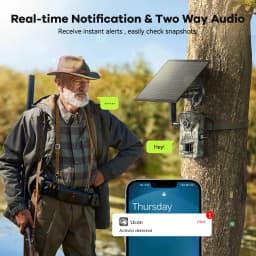 TMEZON 4G LTE Wildlife Camera with Mobile Phone Transfer App, 2.7K Solar Hunting Camera with SIM Card, PIR Motion Sensor, Night Vision NO SD CARD