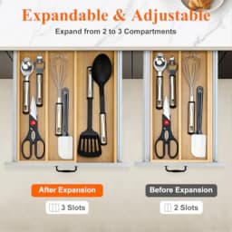 Large Expandable Bamboo Kitchen Utensil Drawer Organizer Silverware Tray - Eco-Friendly Kitchen Storage Solution