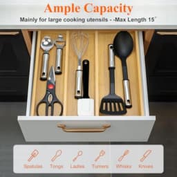 Large Expandable Bamboo Kitchen Utensil Drawer Organizer Silverware Tray - Eco-Friendly Kitchen Storage Solution