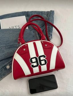New Fashion Handheld & Shoulder Bowling Bag, Fashionable, Personalized, Streetwear, Cute, Cool, Y2K, Vintage, College, Numeric, Sports, School Bag, Suitable For Teenagers, Valentine's Day