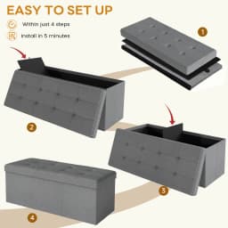 Foldable Storage Ottoman, Storage Organizer for Entryway Bedroom Living Room End of Bed Home Furniture