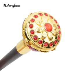 Golden Red Flower Ball Fashion Walking Stick Decorative Stick Cospaly Vintage Party Fashionable Walking Cane Crosier 91cm