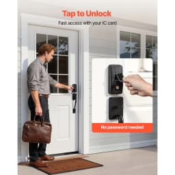 SucceBuy Keyless Entry Door Lock Set Touchpad Deadbolt with IC Card Customizable Codes Auto Lock Anti-Peeking Backlit for Home