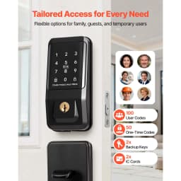 SucceBuy Keyless Entry Door Lock Set Touchpad Deadbolt with IC Card Customizable Codes Auto Lock Anti-Peeking Backlit for Home