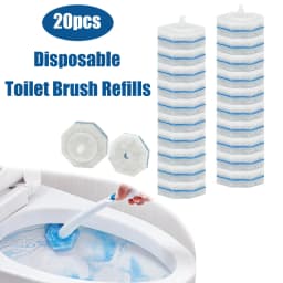20PCS Toilet Wand Refills Disposable Toilet Brush Replacement Heads with Upgraded Fiber Bristles, Compatible with Clorax Toilet Brush Replacement Systems, Handle Not Include