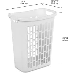 White Plastic Rectangular Hamper for Narrow Spaces with Open Top Laundry Basket