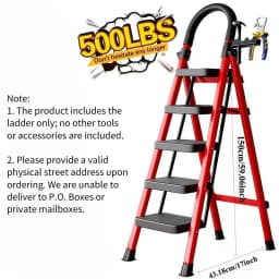 Heavy Duty 500 Lbs Folding Step Ladder – Reinforced Steel Step Stool with Wide Anti-Slip Pedals, Safety Lock & Dual Handrails, Portable Multi-Purpose Ladder for Home, Kitchen, Closet & Indoor Use