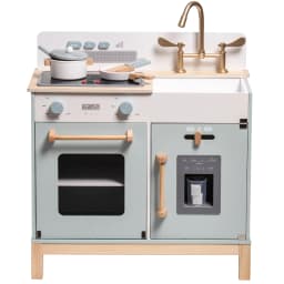 ROBUD Wooden Kids Kitchen Playset with Sound Light Stove Oven Pot Utensils Educational Role Play Toy Gift for 3 6 Years White
