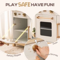ROBUD Wooden Kids Kitchen Playset with Sound Light Stove Oven Pot Utensils Educational Role Play Toy Gift for 3 6 Years White