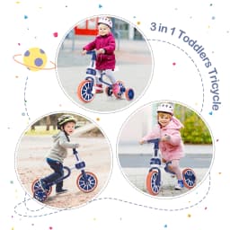 2 in 1 Convertible Toddler Tricycle, Kids Balance Bike with Pedals, Anti Rollover 3 Wheel Ride On Toy for 1-4 Year Old Boys Girls