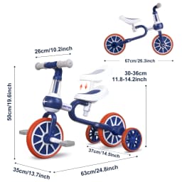 2 in 1 Convertible Toddler Tricycle, Kids Balance Bike with Pedals, Anti Rollover 3 Wheel Ride On Toy for 1-4 Year Old Boys Girls