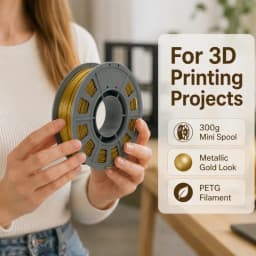 300g PETG Filament 1.75mm 3D Printer Filament Metallic Gold Shiny Glossy Finish Mini Spool Heat Resistant Easy Printing