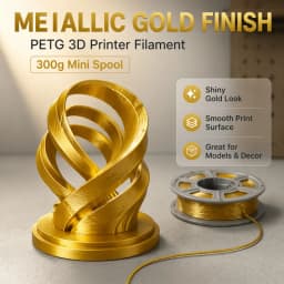 300g PETG Filament 1.75mm 3D Printer Filament Metallic Gold Shiny Glossy Finish Mini Spool Heat Resistant Easy Printing