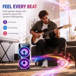 Professional Large Bluetooth Speaker with Microphone, Portable Design, Featuring JBL Subwoofer Party Box, LED Lights, Compatible with BT/USB/TF/AUX/FM/TWS/MIC/EQ Functions, Professional Karaoke. Ideal Gift for Birthdays, Christmas, and New Year