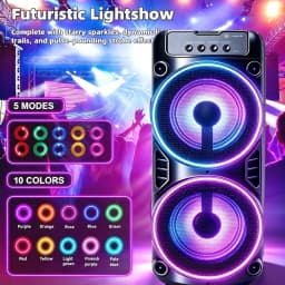 Professional Large Bluetooth Speaker with Microphone, Portable Design, Featuring JBL Subwoofer Party Box, LED Lights, Compatible with BT/USB/TF/AUX/FM/TWS/MIC/EQ Functions, Professional Karaoke. Ideal Gift for Birthdays, Christmas, and New Year