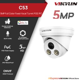 VIKYLIN 5MP Full Color IP Camera Outdoor POE H.265 Onvif Wide Angle 2.8mm AI Humanoid Detection Home CCTV Surveillance Camera