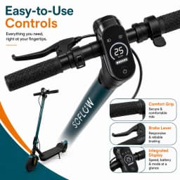 SOFLOW Adult Folding Electric Scooter 350W Motor 25km/h Max Speed 36V 5Ah Battery 8.5 Inch Tire Portable Foldable E‑Scooter for City Commute