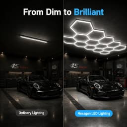 Honeycomb Hexagonal Deformable LED Garage Light 440mm light tube 6500K Daylight White High Bright Ceiling Lamp for Garage Warehouse Basement Workshop