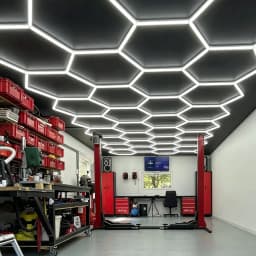 Honeycomb Hexagonal Deformable LED Garage Light 440mm light tube 6500K Daylight White High Bright Ceiling Lamp for Garage Warehouse Basement Workshop