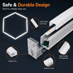 Honeycomb Hexagonal Deformable LED Garage Light 440mm light tube 6500K Daylight White High Bright Ceiling Lamp for Garage Warehouse Basement Workshop