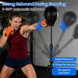 Reflex Speed Bag, Adjustable Height, Free Standing Base (56 - 71in) - Boxing Trainer for Home Gym Use