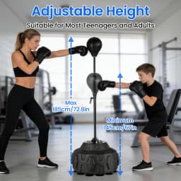 Reflex Speed Bag, Adjustable Height, Free Standing Base (56 - 71in) - Boxing Trainer for Home Gym Use