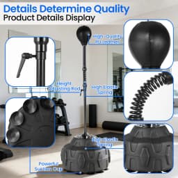 Reflex Speed Bag, Adjustable Height, Free Standing Base (56 - 71in) - Boxing Trainer for Home Gym Use