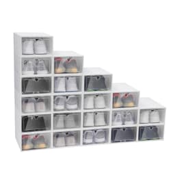 20PCS Plastic Shoe Box Storage Organizer Stackable Foldable Clear Shoe Container
