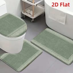 3-Piece Non-Slip Bathroom Mat, Suitable For Toilet And Sink Areas, Plush Flannel Soft Absorbent, With Non-Slip Backing, Machine Washable Thickened Floor Mat, Suitable For Showers, Bathtubs, Sinks - A Comfortable Decorative Carpet Essential For Modern Home