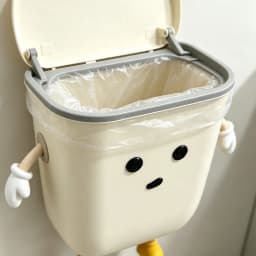 Cute Wall‑Mount Hanging Trash Bin with Flip Lid, Cartoon Character Cabinet Door Garbage Can, Space‑Saving Plastic Waste Bucket for Kitchen Office Bedroom