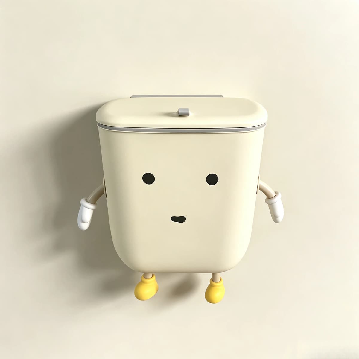 Cute Wall‑Mount Hanging Trash Bin with Flip Lid, Cartoon Character Cabinet Door Garbage Can, Space‑Saving Plastic Waste Bucket for Kitchen Office Bedroom