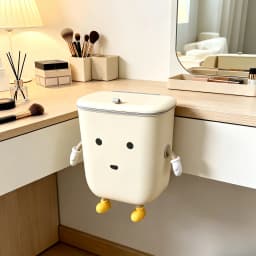 Cute Wall‑Mount Hanging Trash Bin with Flip Lid, Cartoon Character Cabinet Door Garbage Can, Space‑Saving Plastic Waste Bucket for Kitchen Office Bedroom