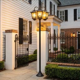 73" Aluminum Solar Lamp Post Light,3 Head Solar Garden Lamp Post Outdoor Waterproof LED Pathway Light Vintage Style Auto On Off for Yard Lawn Walkway Patio Decoration