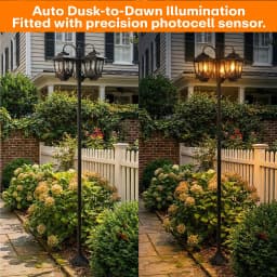 73" Aluminum Solar Lamp Post Light,3 Head Solar Garden Lamp Post Outdoor Waterproof LED Pathway Light Vintage Style Auto On Off for Yard Lawn Walkway Patio Decoration