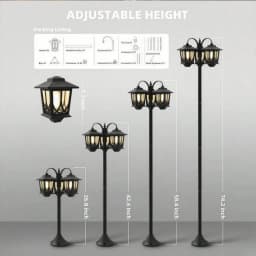 73" Aluminum Solar Lamp Post Light,3 Head Solar Garden Lamp Post Outdoor Waterproof LED Pathway Light Vintage Style Auto On Off for Yard Lawn Walkway Patio Decoration