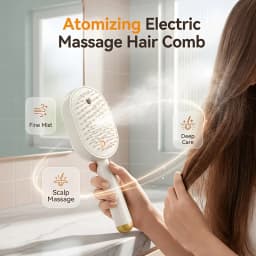 3 in 1 Red Light Electric Mist Hair Brush Scalp Massager Detangling Comb with Fine Spray Atomizer Self Cleaning Cushion Bristles Anti Static Frizz Smoothing Hair Oil Applicator Portable Cordless Brush for Wet Dry Hair Women Men