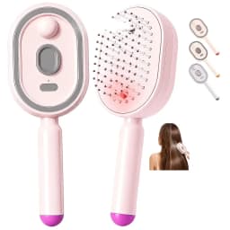 3 in 1 Red Light Electric Mist Hair Brush Scalp Massager Detangling Comb with Fine Spray Atomizer Self Cleaning Cushion Bristles Anti Static Frizz Smoothing Hair Oil Applicator Portable Cordless Brush for Wet Dry Hair Women Men