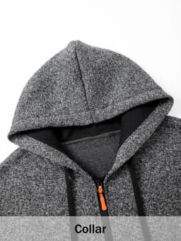 Men Mid‑Long Hooded Zip Up Jacket Heather Fleece Lined Hoodie Coat Drawstring Hood Long Casual Overcoat Casual Outerwear
