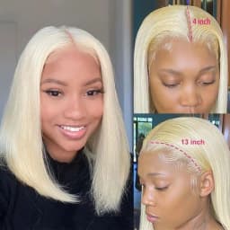 Brazilian 13x4 Lace Front Wigs 250% Density #613 Blonde Straight Bob Wigs 100% Human Hair Blonde Straight Human Hair Wigs For Women