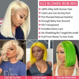 Brazilian 13x4 Lace Front Wigs 250% Density #613 Blonde Straight Bob Wigs 100% Human Hair Blonde Straight Human Hair Wigs For Women