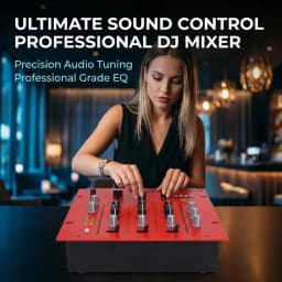 NXG 4-Channel Professional DJ Audio Mixer | Comes with a Wired Dynamic Microphone, Bluetooth USB DJ Sound Mixing Console, Perfect for Live Streaming, Karaoke, Studio Recording, Plug-and-Play Combo Set Black Friday/Halloween Promo Set Red