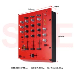 NXG 4-Channel Professional DJ Audio Mixer | Comes with a Wired Dynamic Microphone, Bluetooth USB DJ Sound Mixing Console, Perfect for Live Streaming, Karaoke, Studio Recording, Plug-and-Play Combo Set Black Friday/Halloween Promo Set Red