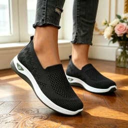 2026 Women Hollow Flying Knit Slip On Wedge Walking Shoes Breathable Mesh Lightweight Cushion Platform Non Slip Soft Sole Comfort Loafers Multicolor Lazy Slip-in Trainers Plus For Daily Shopping Gym Travel Outdoor Elderly Ladies All Season Casual Sport