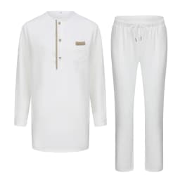2Piece Sets Mens Outfit Embroidered Pocket Long Sleeve Top Pants Men's Wedding Suit Business Ethnic Casual Wear Tee Shirt Homme
