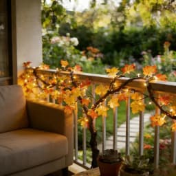 Thanksgiving Autumn Maple Leaf Vine Wall Light, Flexible Branch LED Fairy String Light Fall Maple Garland Lamp for Fireplace Wall Home Bedroom Decor