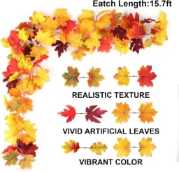 Thanksgiving Autumn Maple Leaf Vine Wall Light, Flexible Branch LED Fairy String Light Fall Maple Garland Lamp for Fireplace Wall Home Bedroom Decor