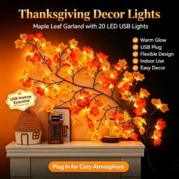 Thanksgiving Autumn Maple Leaf Vine Wall Light, Flexible Branch LED Fairy String Light Fall Maple Garland Lamp for Fireplace Wall Home Bedroom Decor