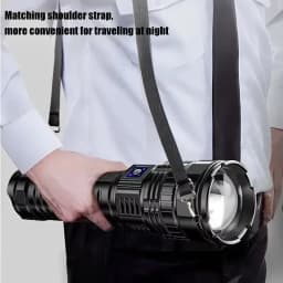 LED Rechargeable Flashlight, Super Bright High Lumen Zoomable Tactical Flashlight with COB Tail Light, Type‑C Fast Charging, Power Display, USB‑A Output Power Bank Function, Waterproof Handheld Torch for Camping Hiking Emergency Outdoor