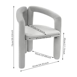 Gray Makeup Chair, Vanity Chair With Ergonomic Backrest, 220.46lbs Load Capacity Modern Upholstered Chair Carbon Steel Frame 60mm Thick High-Resilience Sponge Cushion For Bedroom Salon Nail Studio Living Room