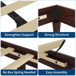 Queen Size Wood Platform Bed Frame 9in, Dark Walnut Low Profile Bed With Wood Slats, No Box Spring, Noise Free, 800 lb Support